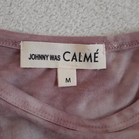 Johnny Was Calme Women's Size M Mauve Tie Dye Bohemian Organic Cotton Blend Top - Picture 5 of 11